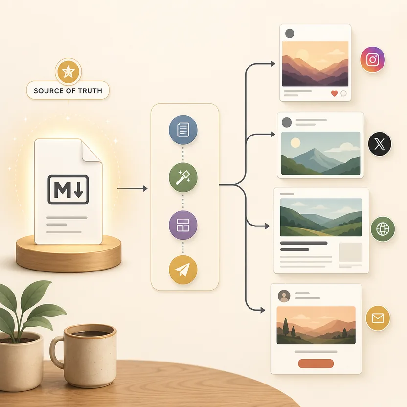 A brand instruction file connected to several different social post designs.